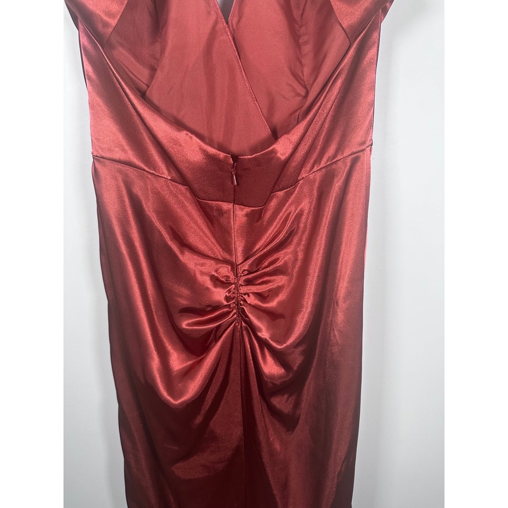 Galina Signature Charmeuse Halter Maxi Dress Women 12 Cinnamon Formal GS290122 - Picture 6 of 11